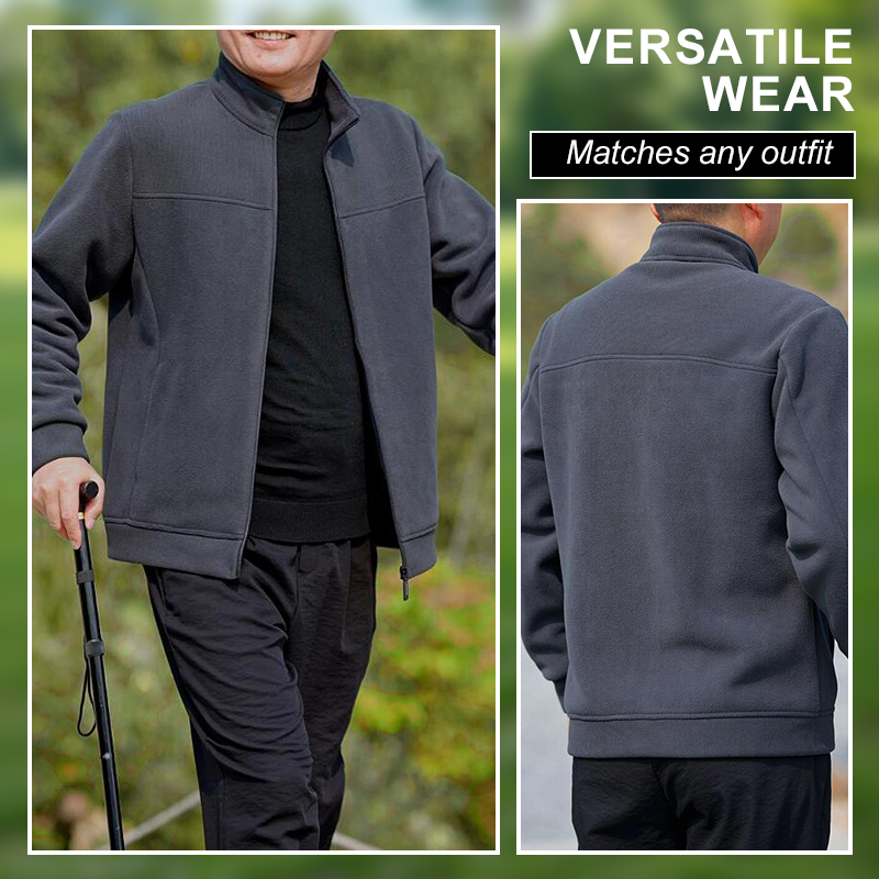 Men's Casual Patchwork Stand Collar Warm Jacket