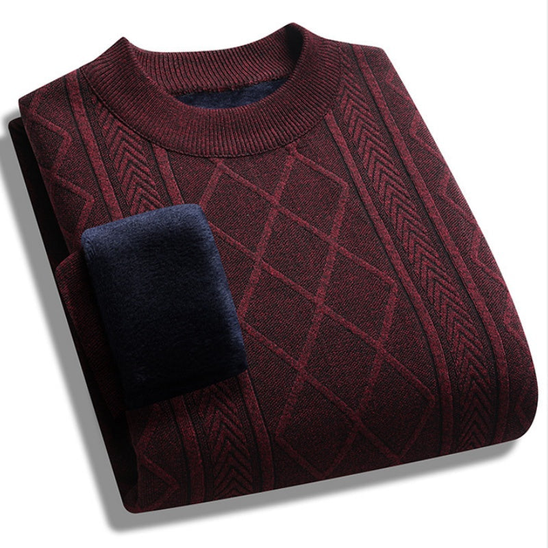 Men's Winter Plush-Lined Warm Knitted Sweater