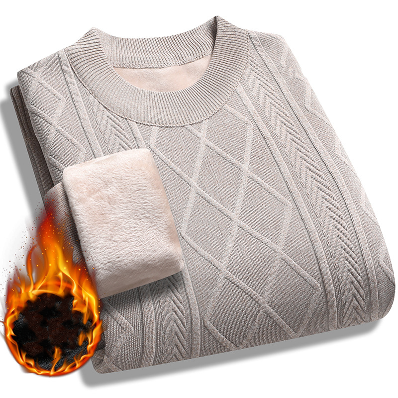 Men's Winter Plush-Lined Warm Knitted Sweater