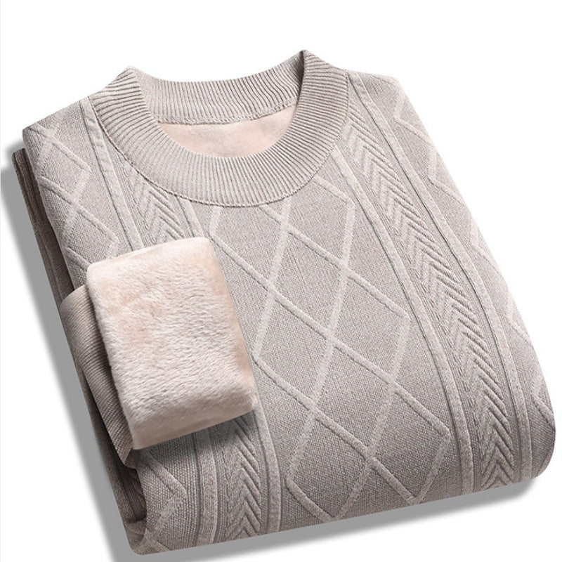 Men's Winter Plush-Lined Warm Knitted Sweater