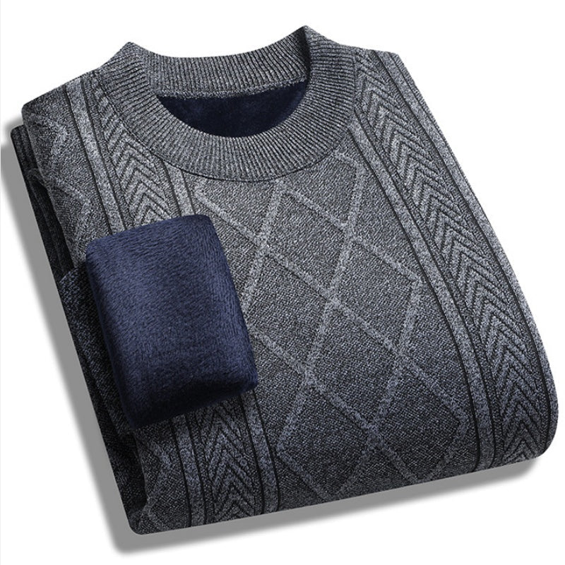 Men's Winter Plush-Lined Warm Knitted Sweater