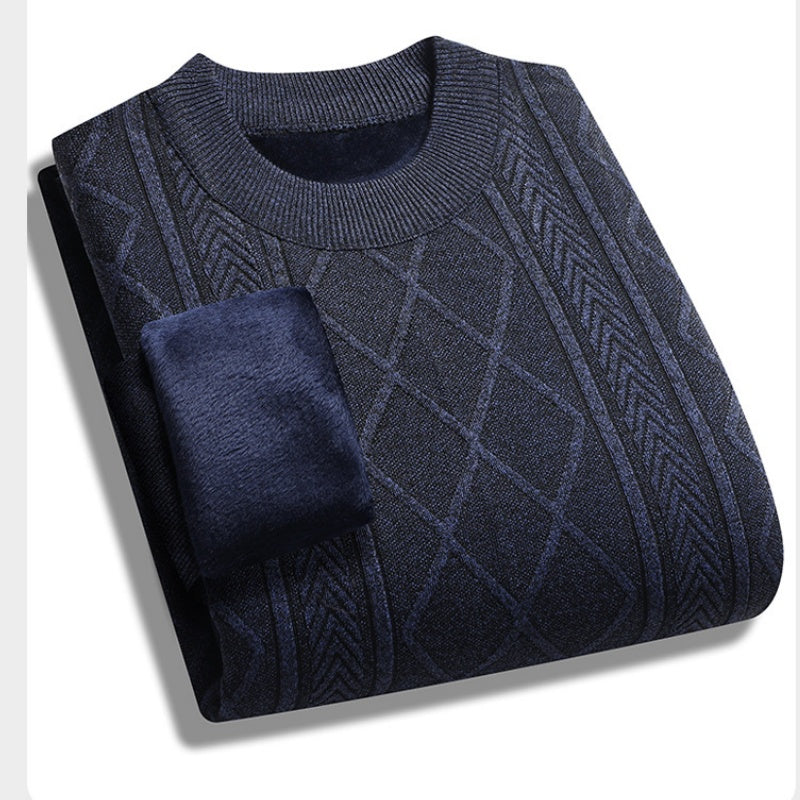 Men's Winter Plush-Lined Warm Knitted Sweater