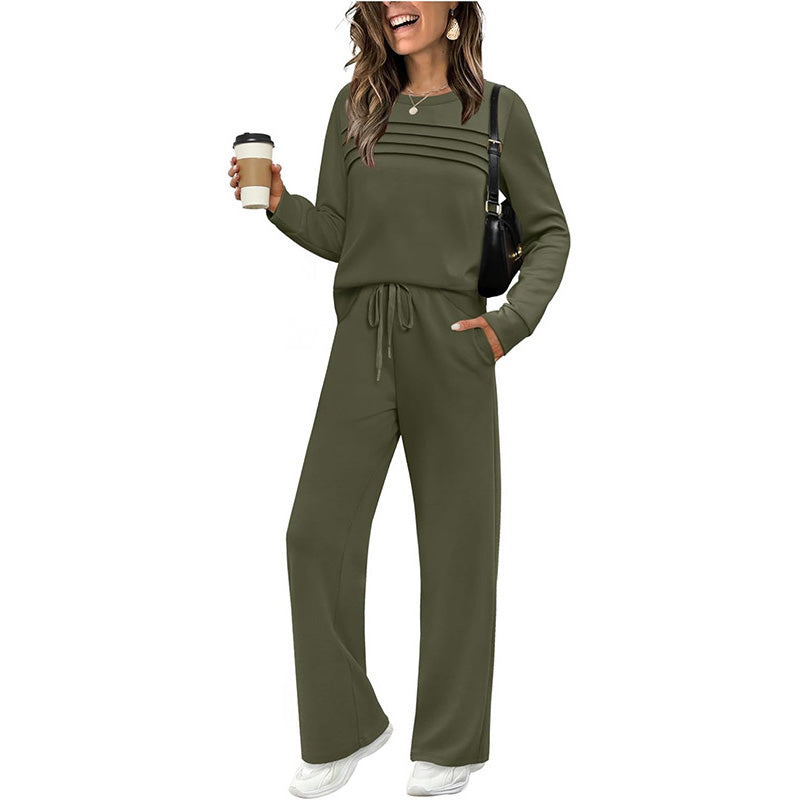 🔥LAST DAY 60% OFF✨Women's Crew Neck Top & Drawstring Pants Set