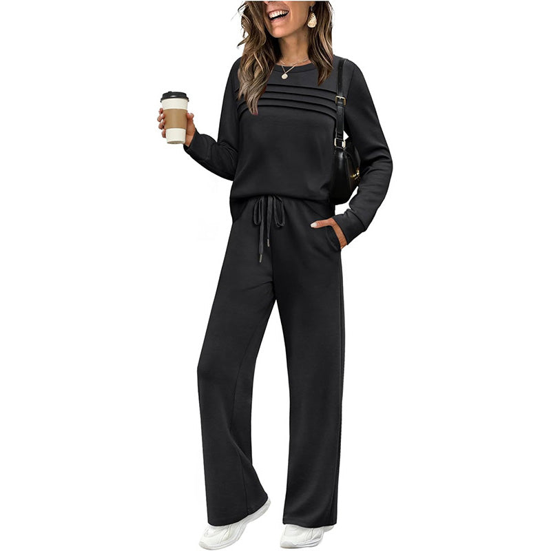🔥LAST DAY 60% OFF✨Women's Crew Neck Top & Drawstring Pants Set