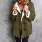 Women's Hooded Suede Coat with Plush Lining