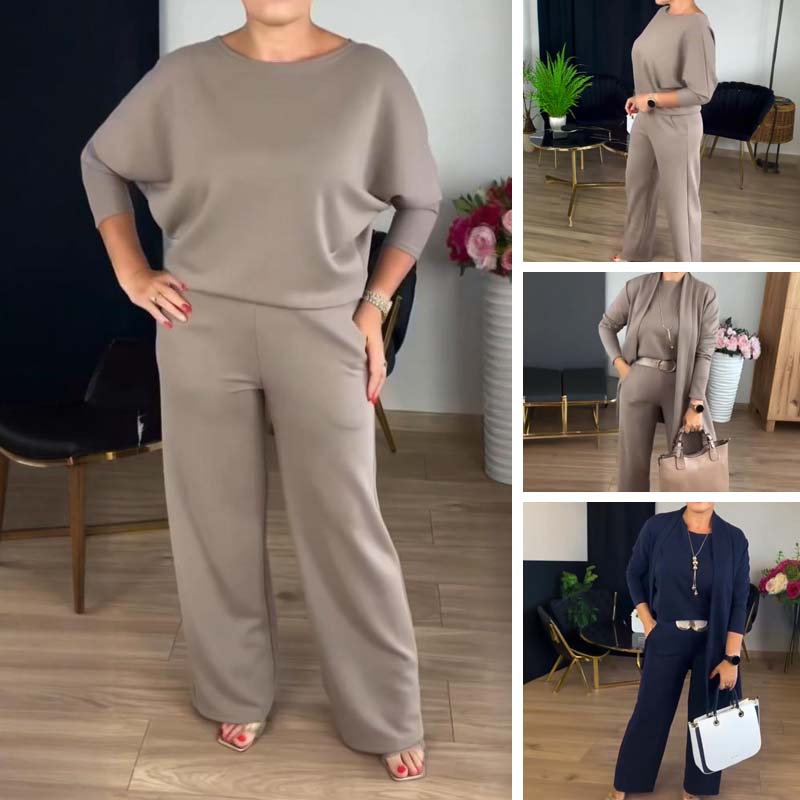 💜 LAST DAY PROMOTION - 50%OFF 💜 Elegant Longline Cardigan & Top & Pants 3-Pieces Set