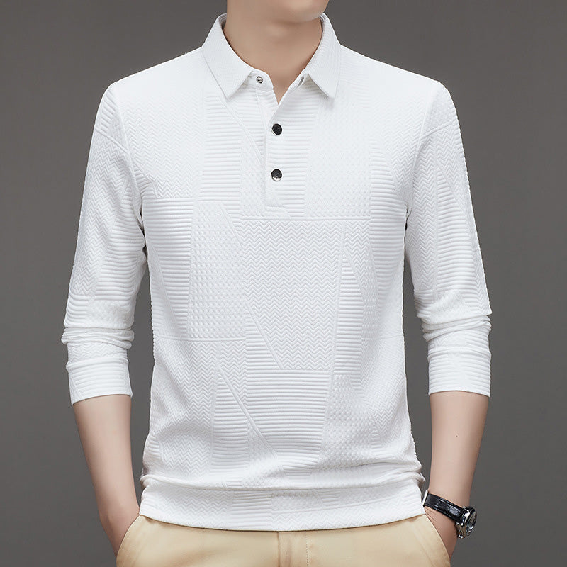 Men's Casual Solid Color Jacquard Lapel Shirt