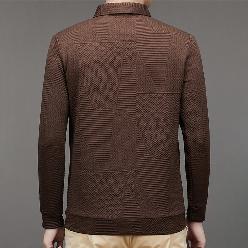 Men's Casual Solid Color Jacquard Lapel Shirt