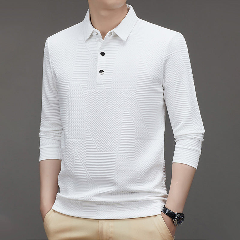 Men's Casual Solid Color Jacquard Lapel Shirt