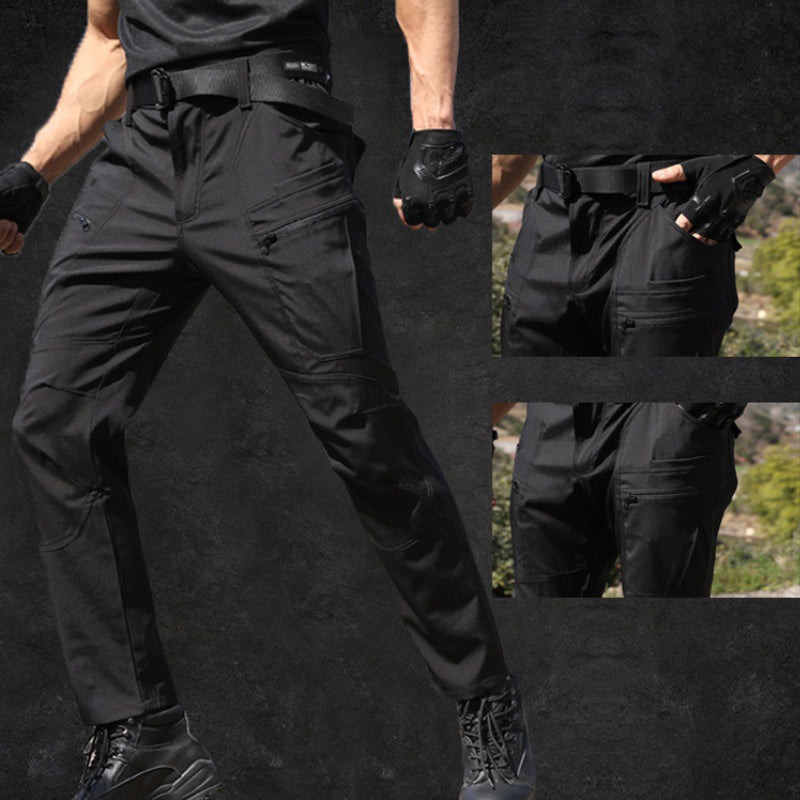 Men's Solid Color Slim-fit Cargo Pants for Spring and Autumn