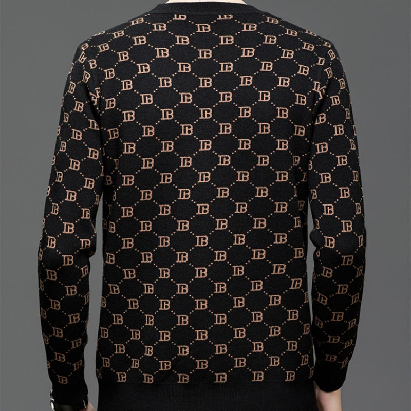Men’s Trendy Print Long Sleeve Slim Fit Pullover