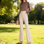 Women's High-Waisted Slim-Fit Slightly Flared Pants