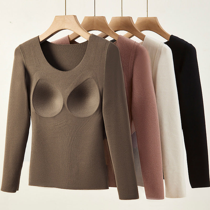 Women's Thermal Underwear Set with Shelf Bra
