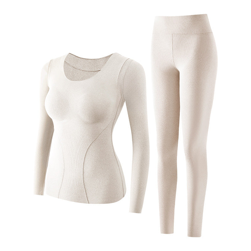 Women's Thermal Underwear Set with Shelf Bra