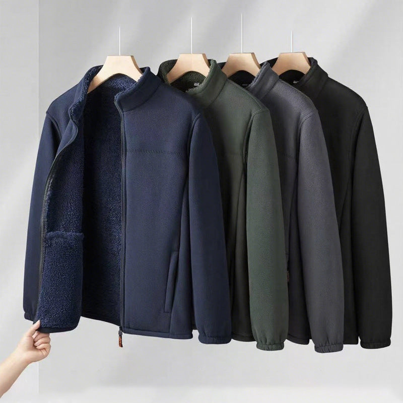 Men's Minimalist Winter Zipper Fleece Jacket (with Pockets)