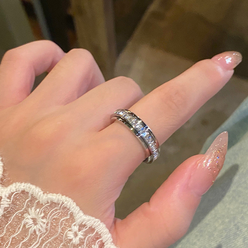 ⏳Christmas Time-Limited Special⏰Titanium Steel Rotatable Spinner Ring with Zirconia