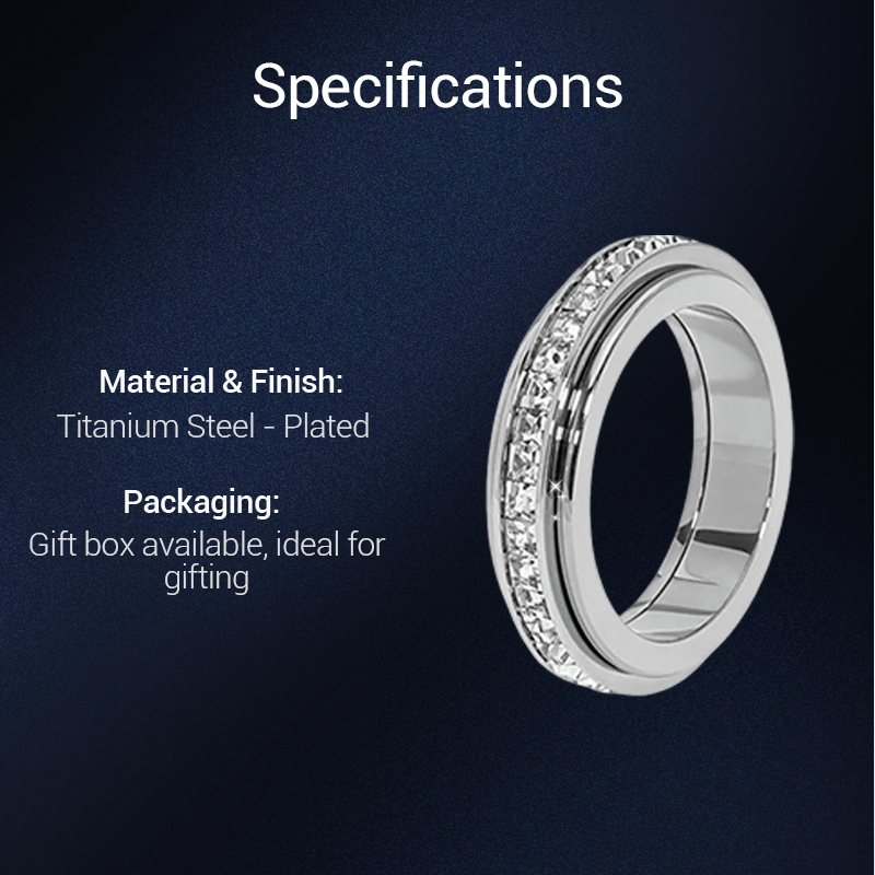 💖Titanium Steel Rotatable Spinner Ring with Zirconia