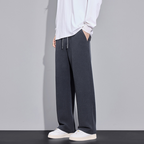 Men's Twill Knit Fleece-Lined Wool-Blend Thermal Drawstring Casual Pants