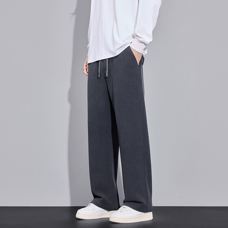 Men's Twill Knit Fleece-Lined Wool-Blend Thermal Drawstring Casual Pants