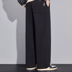 Men's Twill Knit Fleece-Lined Wool-Blend Thermal Drawstring Casual Pants