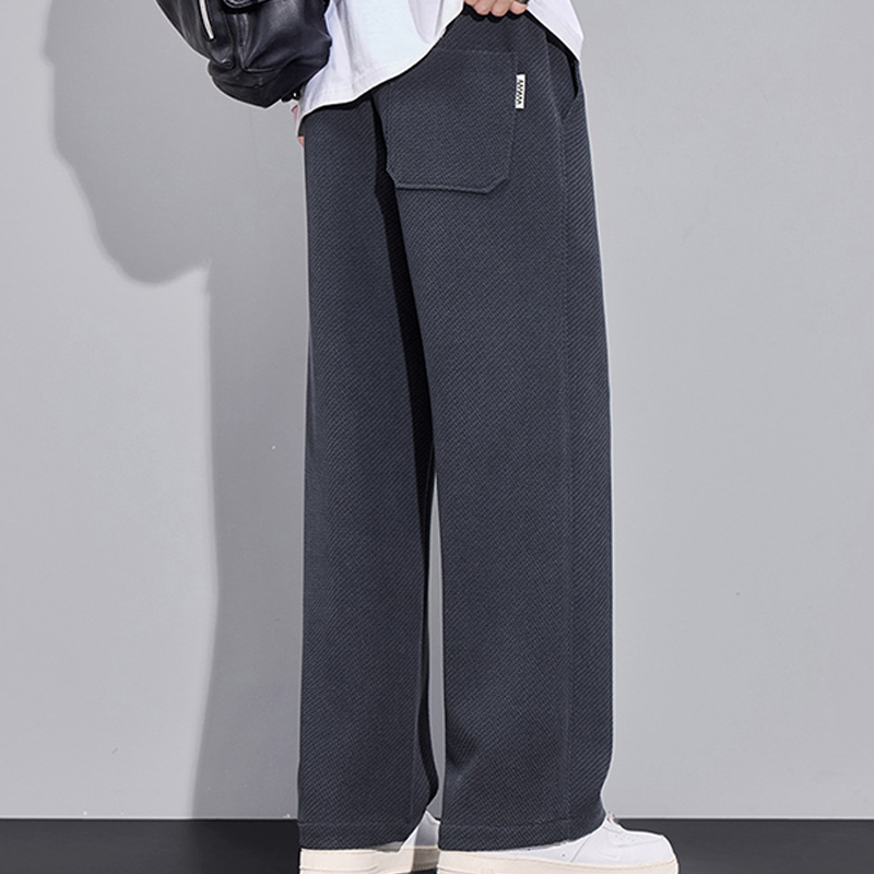 Men's Twill Knit Fleece-Lined Wool-Blend Thermal Drawstring Casual Pants