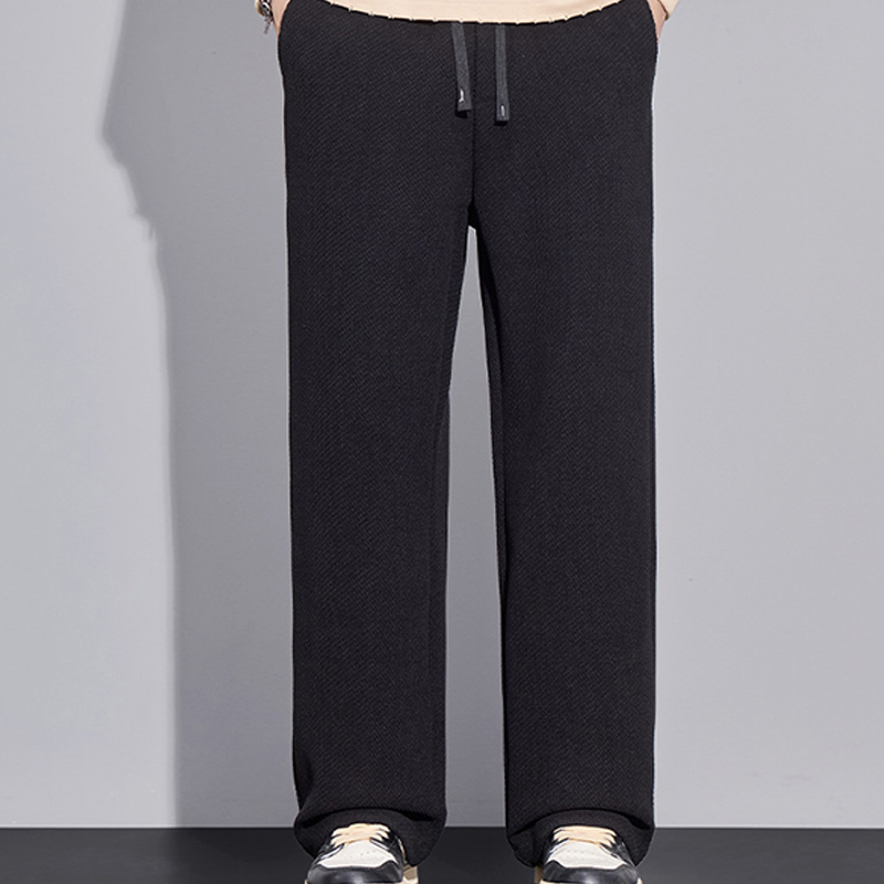 Men's Twill Knit Fleece-Lined Wool-Blend Thermal Drawstring Casual Pants