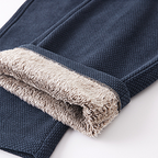 Men's Twill Knit Fleece-Lined Wool-Blend Thermal Drawstring Casual Pants