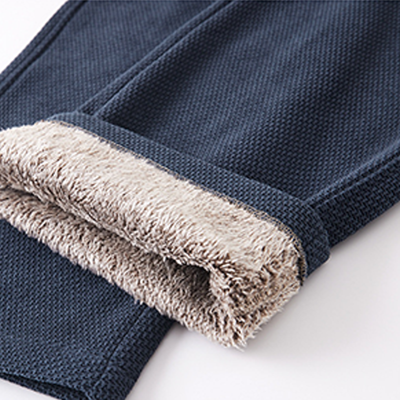 Men's Twill Knit Fleece-Lined Wool-Blend Thermal Drawstring Casual Pants