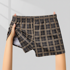 Men's 100% Cotton Plaid Antibacterial Relaxed-Fit Boxer Briefs