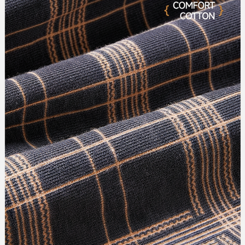 Men's 100% Cotton Plaid Antibacterial Relaxed-Fit Boxer Briefs