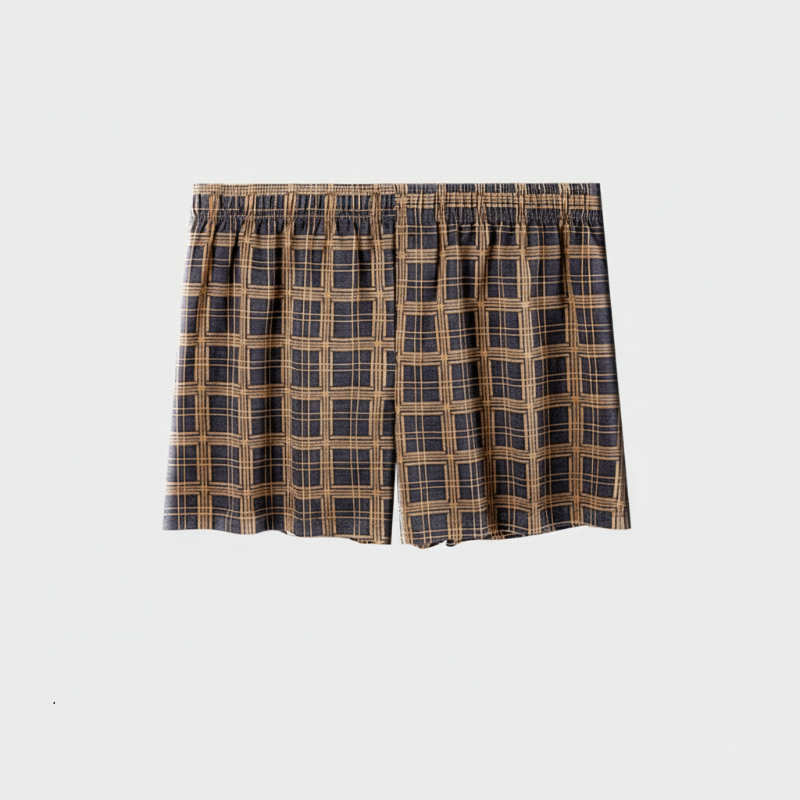 Men's 100% Cotton Plaid Antibacterial Relaxed-Fit Boxer Briefs