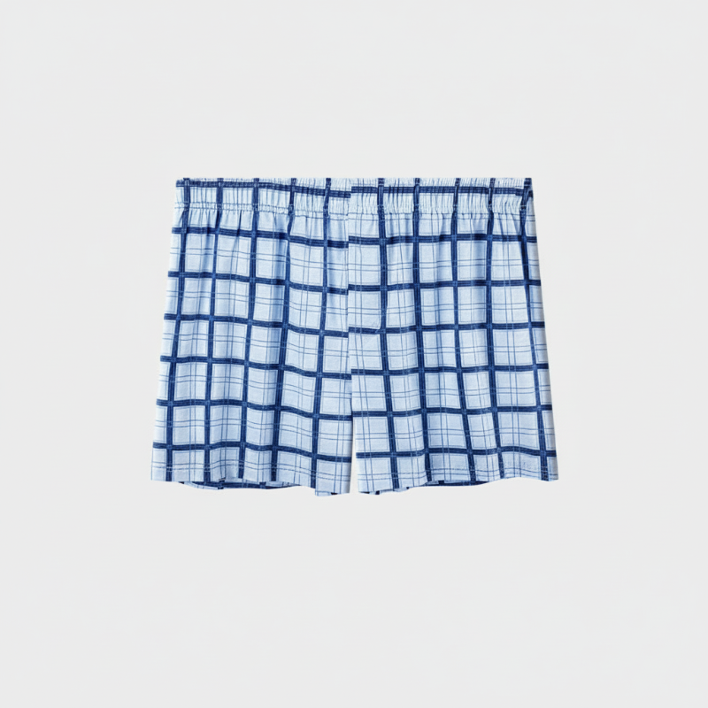 Men's 100% Cotton Plaid Antibacterial Relaxed-Fit Boxer Briefs