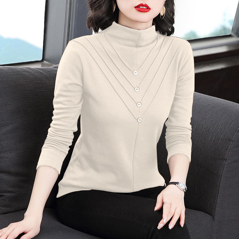 Women's Half-High Neck Pearl Long-Sleeve Base Layer