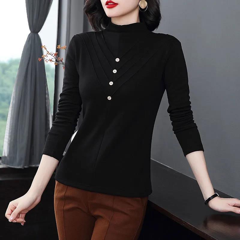 Women's Half-High Neck Pearl Long-Sleeve Base Layer