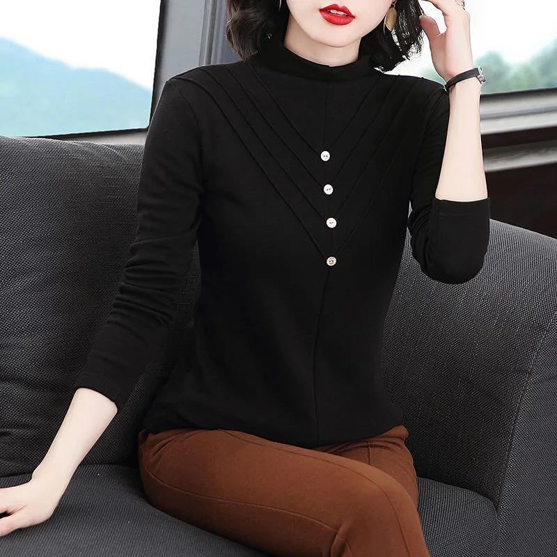 Women's Half-High Neck Pearl Long-Sleeve Base Layer