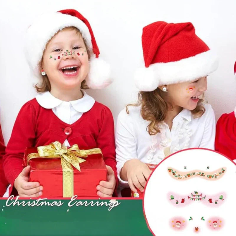 📢📢50  % OFF !!✨12 Sheets Christmas Temporary Face Tattoos for Kids