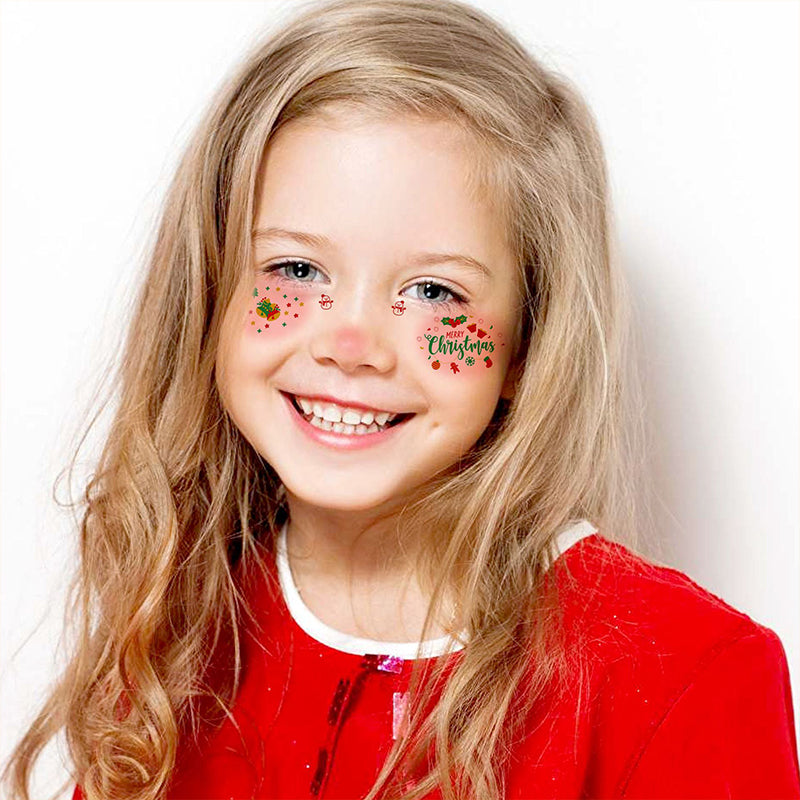 📢📢50  % OFF !!✨12 Sheets Christmas Temporary Face Tattoos for Kids