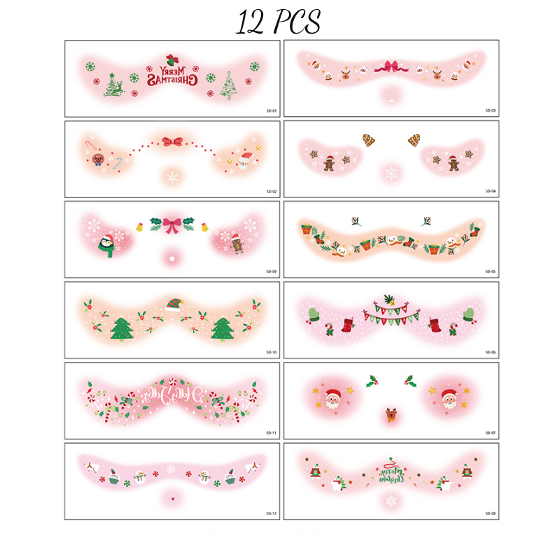 📢📢50  % OFF !!✨12 Sheets Christmas Temporary Face Tattoos for Kids