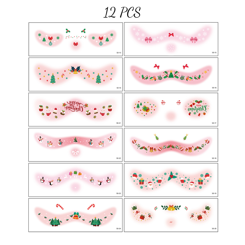📢📢50  % OFF !!✨12 Sheets Christmas Temporary Face Tattoos for Kids