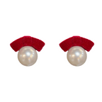 Christmas Flash Sale⚡ Buy 1 Get 1 Free 🦪Retro Velvet-Bow Faux Pearl Stud Earrings