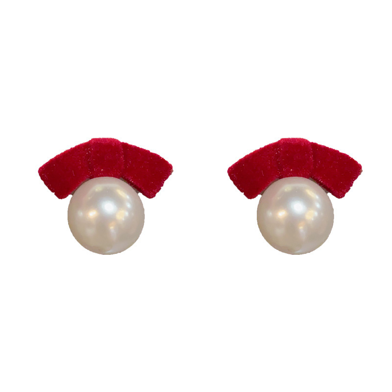 Christmas Flash Sale⚡ Buy 1 Get 1 Free 🦪Retro Velvet-Bow Faux Pearl Stud Earrings