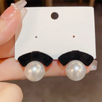 Christmas Flash Sale⚡ Buy 1 Get 1 Free 🦪Retro Velvet-Bow Faux Pearl Stud Earrings