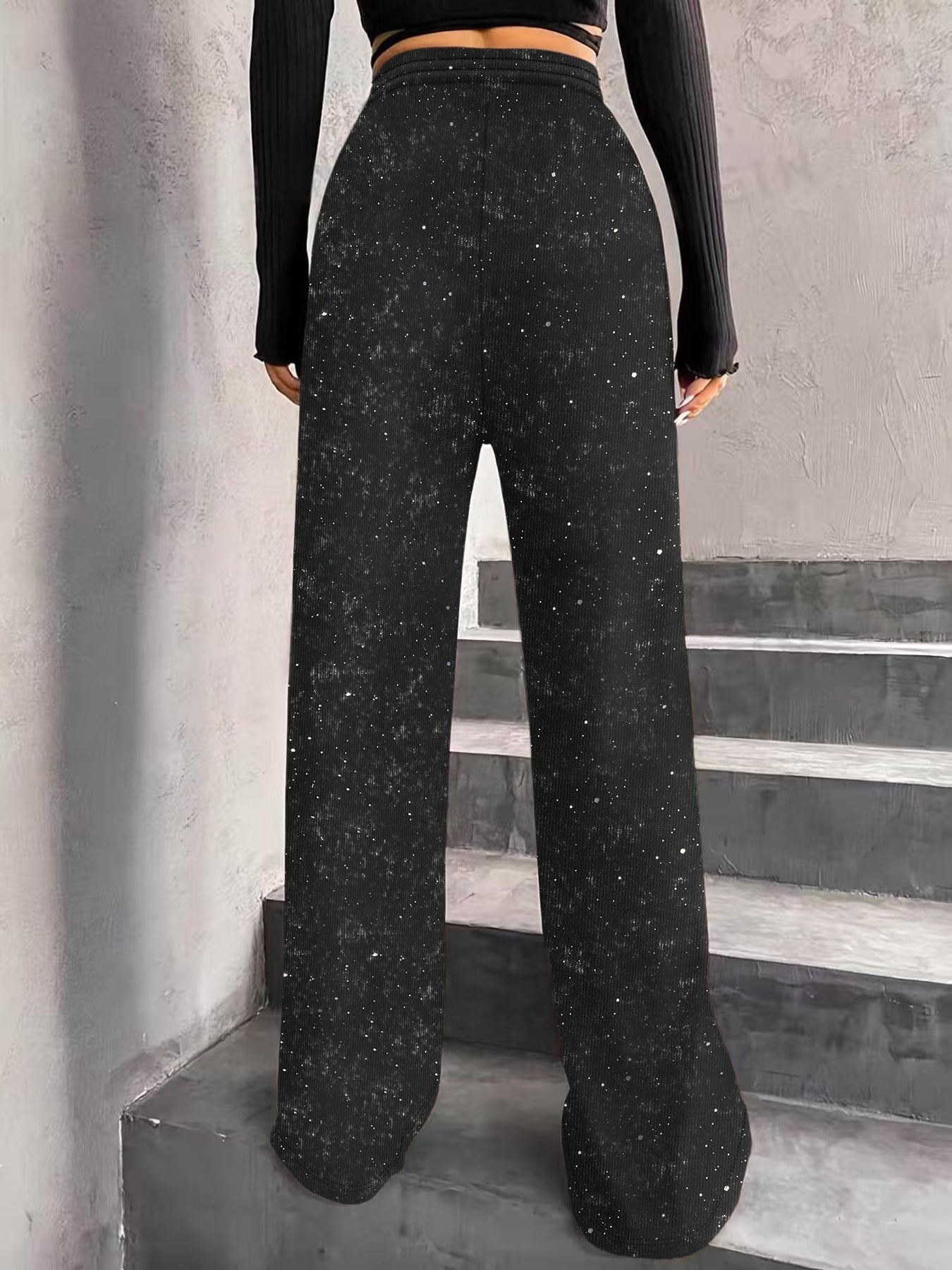 🎄Today's 60% Off Sale🎉Women's Sequin Sparkle Wide Leg Pants with Elastic Waistband