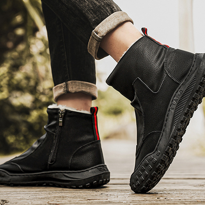 Men's Warm Soft-Sole Zipper Casual High-Top Boots