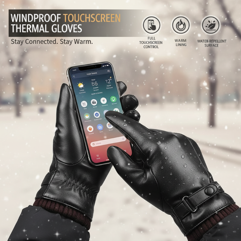 Today's Flash Sale⚡ Buy 2 Get 1 Free🎁Windproof Touchscreen Warm Leather Gloves
