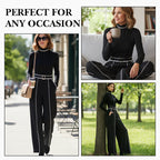 Women's High-Neck Tops & Wide-Leg Pants 2-Piece Set