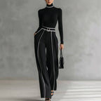 Women's High-Neck Tops & Wide-Leg Pants 2-Piece Set
