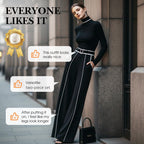 Women's High-Neck Tops & Wide-Leg Pants 2-Piece Set