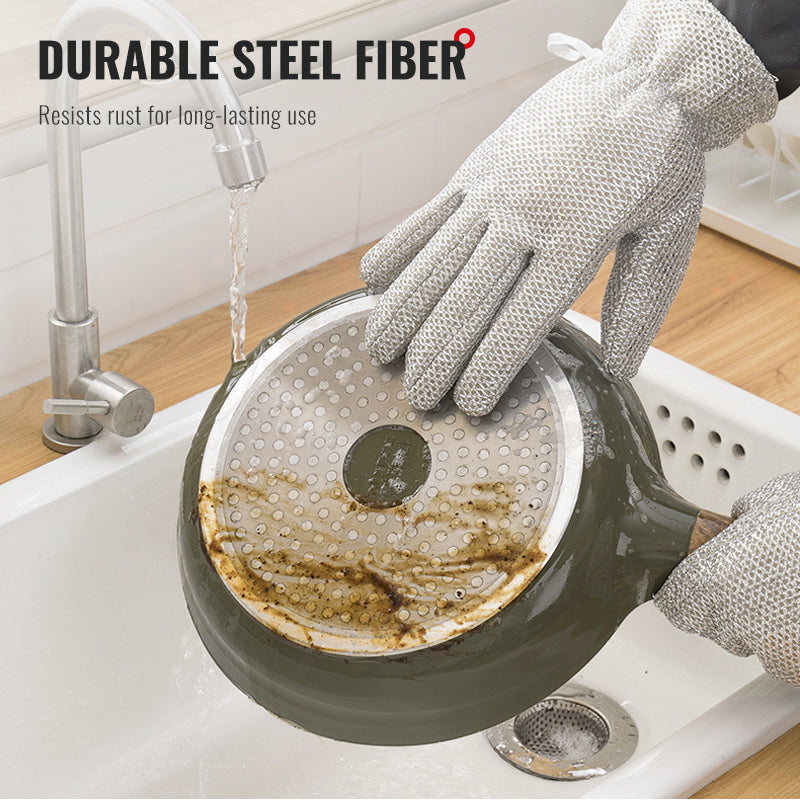 Steel Wool Cleaning Gloves with Warm Lining