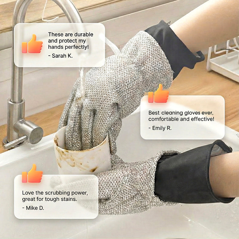 Steel Wool Cleaning Gloves with Warm Lining